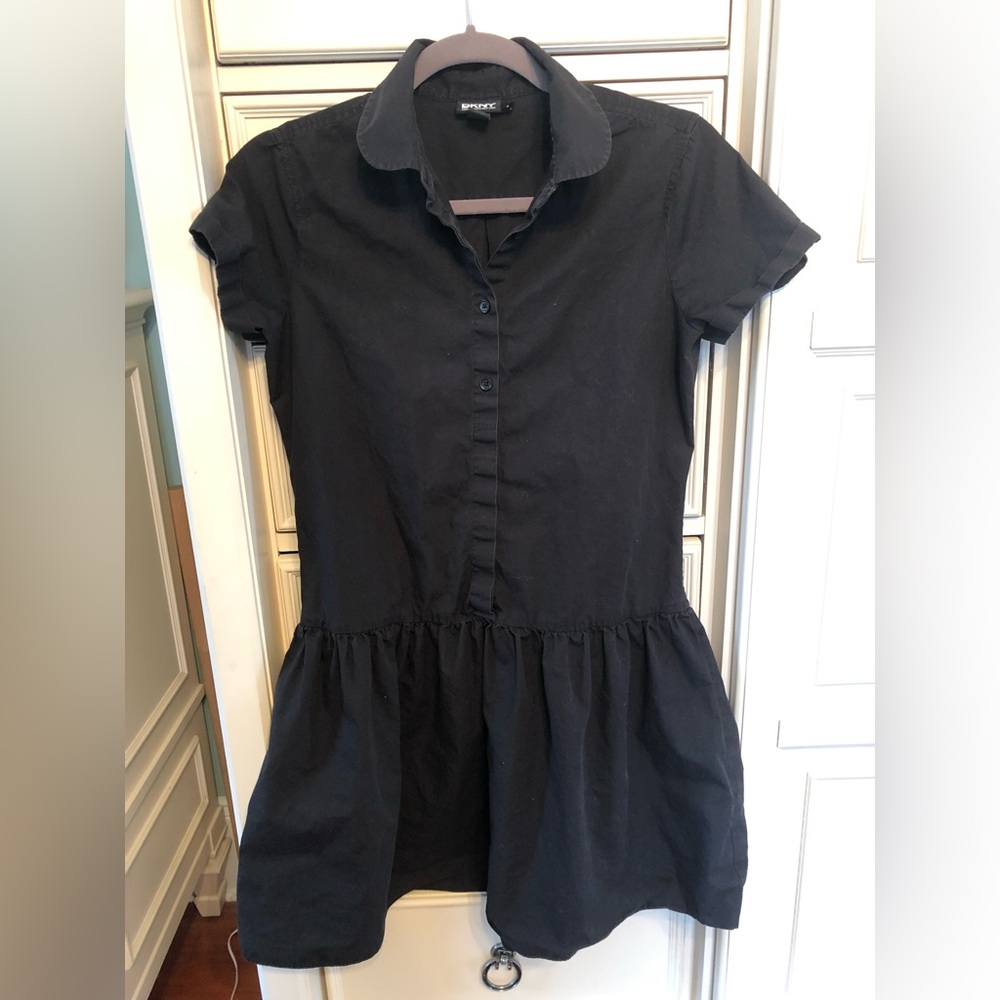 DKNY black shirt dress short sleeve with buttons size 4